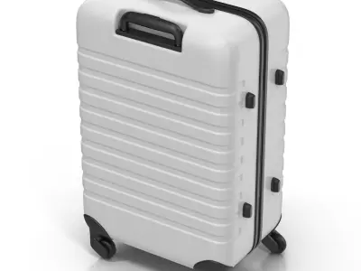 Plastic Trolley Luggage Bag White 3D model