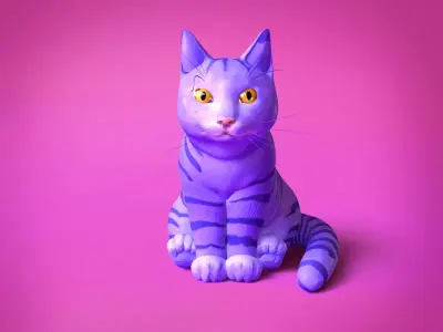 Cat cartoon character Low-poly 3D model