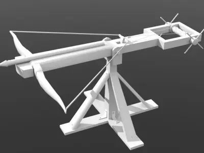 Low Poly Ballista bow and arrow Low-poly 3D model