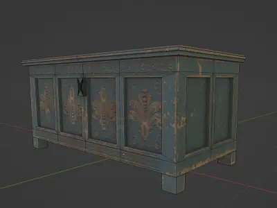 Chest old wooden Low-poly 3D model purchase