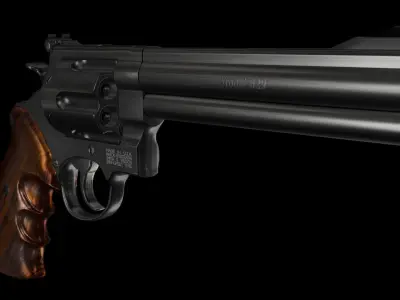 Smith and Wesson 629 Classic revolvers - stainless and blued Low-poly 3D model
