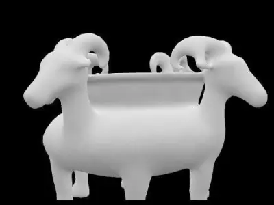 statue of four sheep is ritual vessel 3D print model