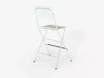 white Steel Folding Bar Chair 3D model