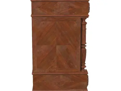 Antique French Walnut Nightstand Bedside Table 3D model