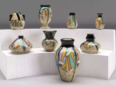 Art Deco vase collection Free 3D model