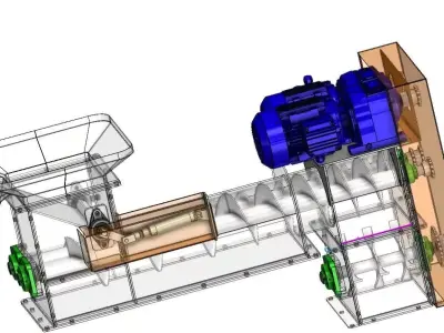 Twin Screw Conveyor - Efficient Material Mixing System 3D model