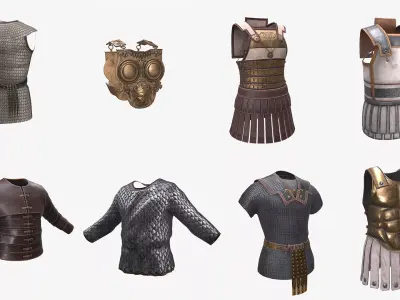 Ancient Armor Pack 3D Model Game Ready PBR Low Poly
