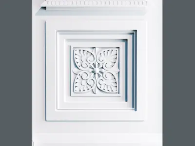 White door with glass and forged grille 3D model