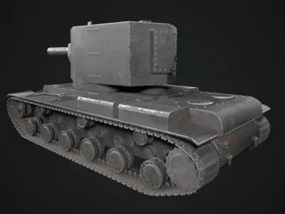 KV-2 low poly black Low-poly 3D model