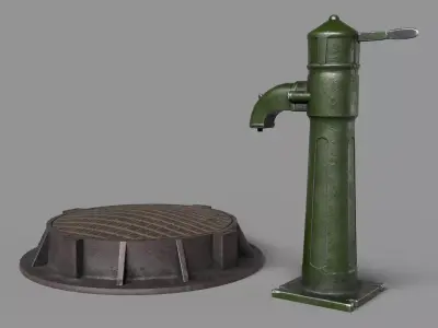 Soviet union hand water pump Low-poly 3D model