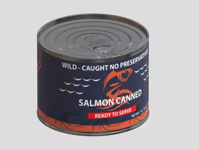 Salmon Canned Low Poly Low-poly 3D model