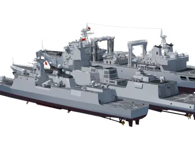  055 Zunyi Ship 054A Hengyang Ship 903 Replenishment Ship 3D model