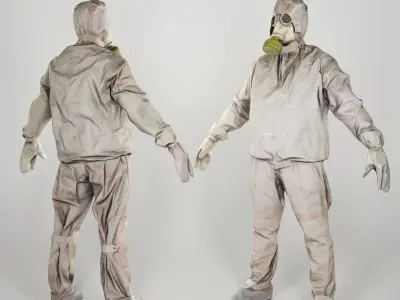 Soviet Liquidator of nuclear accident of Chernobyl in A-pose 95 Low-poly 3D model