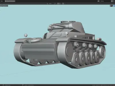 Pzkpfw II Tank Base Mesh Low-poly 3D model