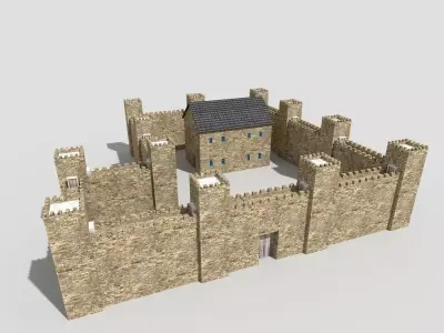 low poly medieval castle Low-poly 3D model