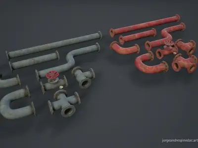 Pipes Pack  - Modular Set - Game Ready Low-poly 3D model