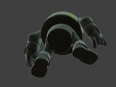 Green Robot Game-Ready 3D Character with PBR Textures Low-poly 3D model