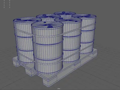 Radiactive Barrels on a Pallet Low-poly 3D model