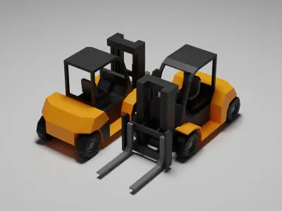 Simple Low Poly Construction Vehicles 3D model