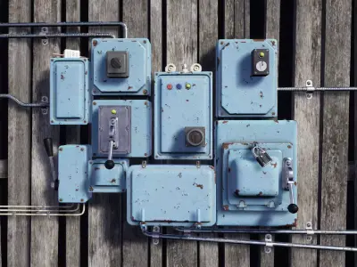 Electrical Boxes PBR Low-poly 3D model