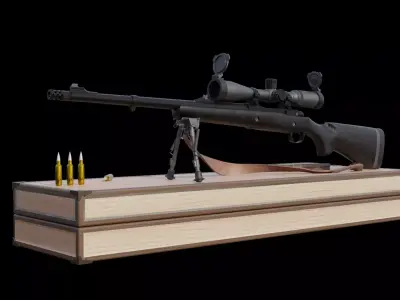 Realistic Sniper Rifle Model Military Scoped Gun Weapon Asset Low-poly 3D model