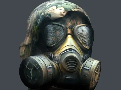 Gas mask helmet 3d model military combat  Low-poly 3D model