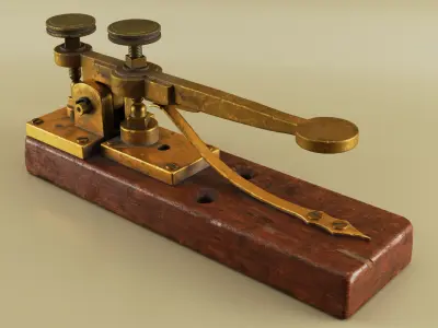 Antique Telegraph Key Mid-Poly 3D Model Low-poly 3D model