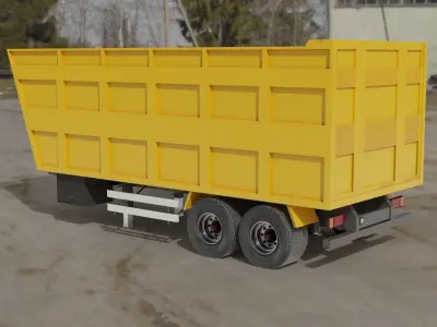 Agricultural Trailer Low-poly 3D model by AzkA3D