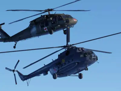 Military Helicopters Rigged And Animated - Game Ready 3D Model Pack
