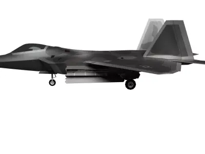 USA FF-22A Raptor Stealth Fighter Jet Low-poly 3D model