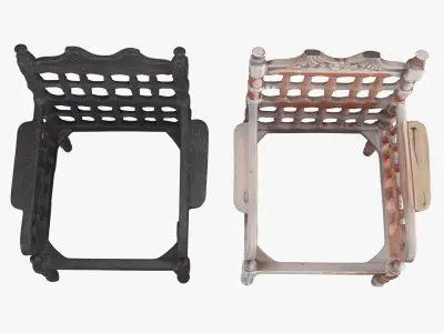 Old wood armchair before and after renewal Low-poly 3D model