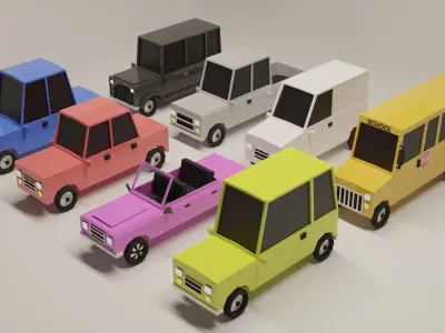Low Poly Suburban Vehicle Pack Low-poly 3D model