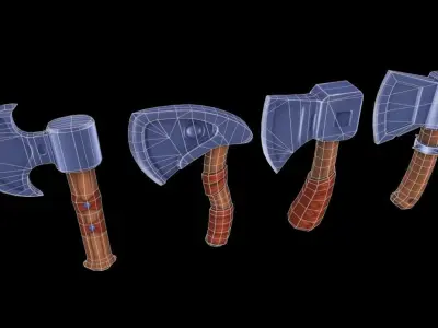 Hand Painted Toon Axes  Low-poly 3D model