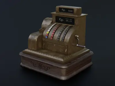 Antique Cash Register Low-poly 3D model