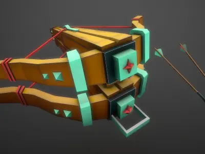 Double Crossbow Stylized Cartoon Low-poly 3D model