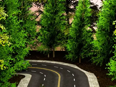 Realistic Car Road Scene Blender File 3D model 3D model