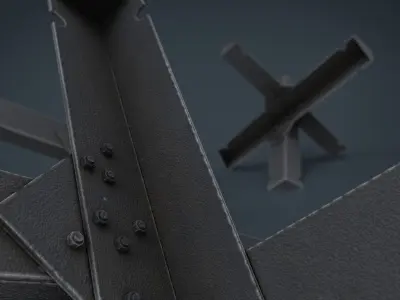 Hedgehog Anti Tank Obstacle Low-poly 3D model