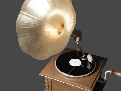 Antique Gramophone Low-poly 3D model
