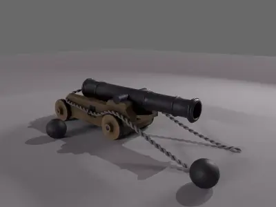Low Poly Stylized Cannon  Game-Ready 3D Model Low-poly 3D model