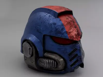 Space Marine Helmet Battle Damaged Low-poly 3D model