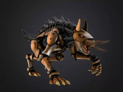 Mech Wolf Predator  Armored Sci-Fi Beast 3D model