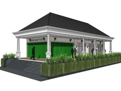 Classic Indonesian Shophouse 3D model