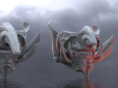 Samurai Mask and Tengu Mask 3D model