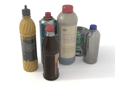 Industrial liquids and chemicals colection Low-poly 3D model