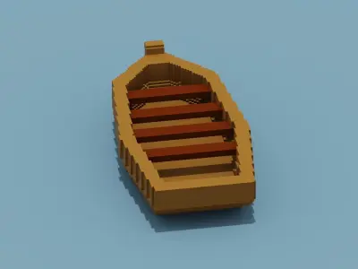 Voxel Boat Low-poly 3D model