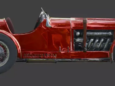 Vintage Scarlet Speedster Roadster 3D Model Low-poly 3D model