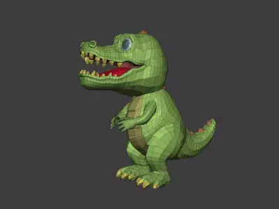 Cartoon Animal Characters - Crocodile Mascot - Dragon - Dinosaur Low-poly 3D model