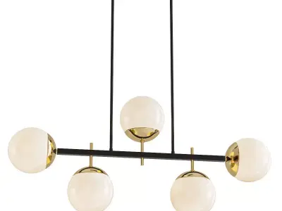 Alluria five light chandelier with brass and balls 3D model