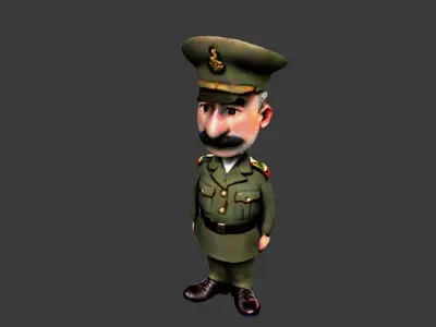 World War II Commander Low-poly 3D model