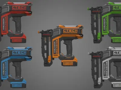 Nail Gun Battery Powered Low-poly 3D model